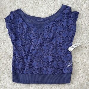 Garage Women's Purple Floral Lace Blouse